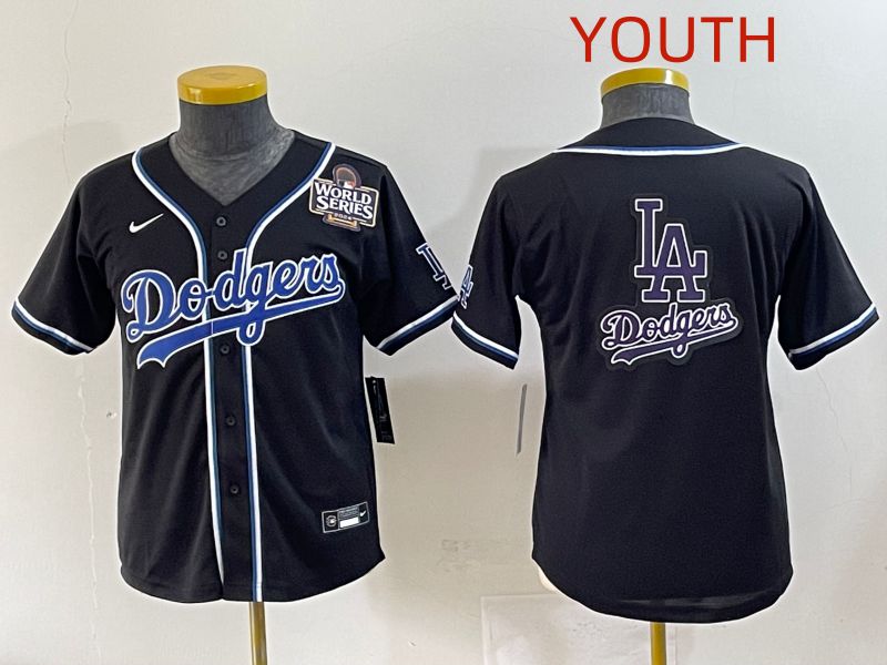 Youth 2025 Los Angeles Dodgers Blank Black Three generations Fashion Nike MLB Jersey style 28->youth mlb jersey->Youth Jersey